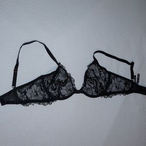 VS 34 36 LUXE DEMI SATIN MESH EMBROIDERY LACE PLUNGE BRA